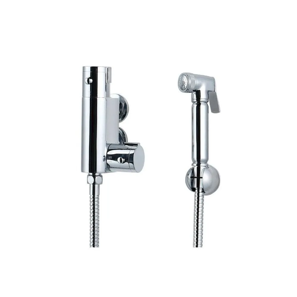 A pair of shower faucets on a white background.